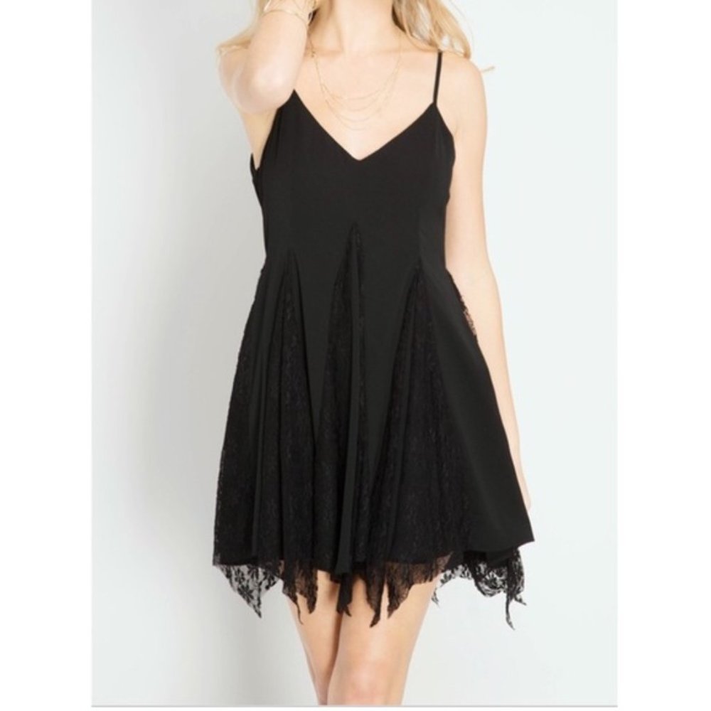Spaghetti Straps Cami Dress With Handkerchief Lace Contrast